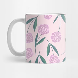 Purple roses on pink background Mug